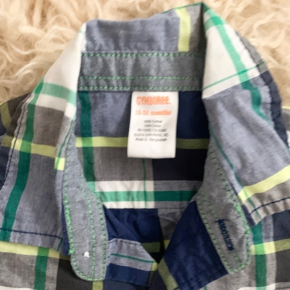 Gymboree | Long Sleeve Button Up Shirt 18-24 Month aPlaid Blue Green - Picture 5 of 9